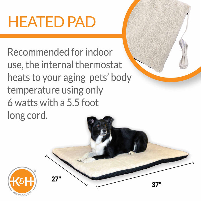 K&H Pet Products Ortho Thermo-Bed Heated Dog Bed Fleece Color White