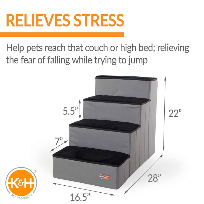 K&H Pet Products Pet Stair Steps with Storage Color Gray/Black