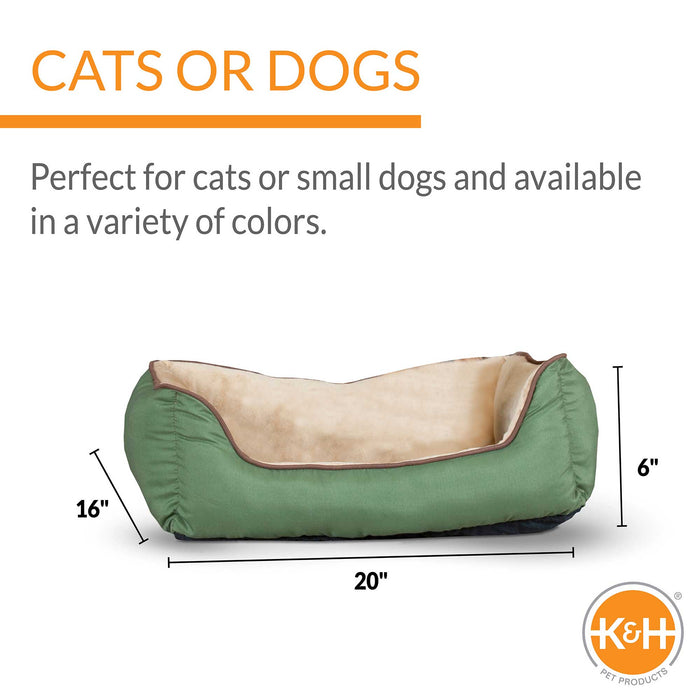 K&H Pet Products Self-Warming Lounge Sleeper Pet Bed Sage/Tan Small 16 X 20 Color Sage/Tan