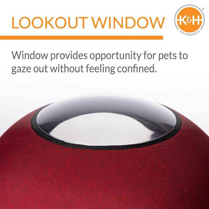 K&H Pet Products Thermo Lookout Pod Heated Cat Bed Classy Red 22 Color Red