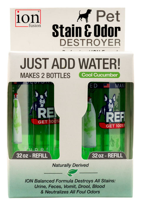 Pet Stain & Odor Destroyer Refill, Cool Cucumber, 2 - pk - Jeffers - Animal & Pet Supplies > Pet Odor & Stain Removers