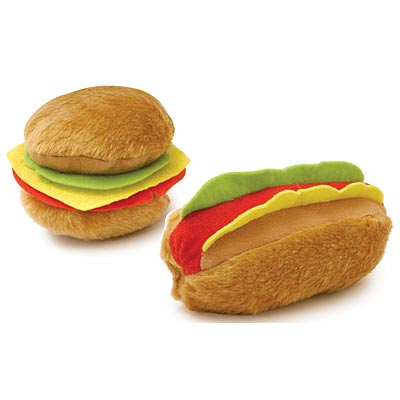 Plush American Cuisine Dog Toys - Hamburger/Hotdog - Jeffers - Dog Supplies > Dog Toys