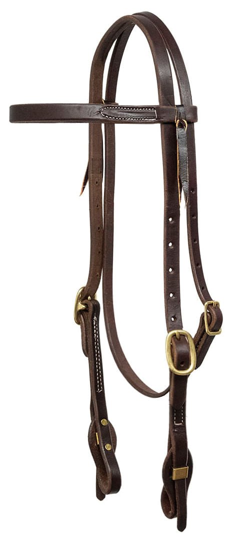 Poplar Head Saddlery Oiled Harness Leather Browband Headstall with Easy - Change Slot Ends - Jeffers - Horse Supplies > Horse Tack > Bridles & Headstalls