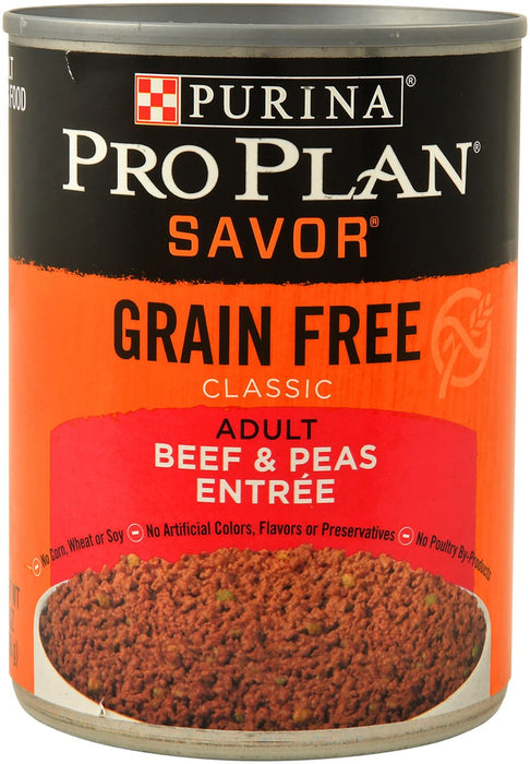 Pro Plan Savor Grain Free Canned Dog Food, Beef and Peas, 13 oz - Jeffers - Dog Supplies > Dog Food > Wet Dog Food