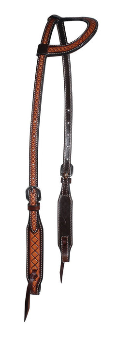 Professional's Choice Crosshatch One Ear Headstall, Brown - Jeffers - Horse Supplies > Horse Tack > Bridles & Headstalls