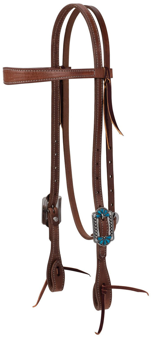 ProTack Turquoise Flower Browband Headstall - Jeffers - Horse Supplies > Horse Tack > Bridles & Headstalls