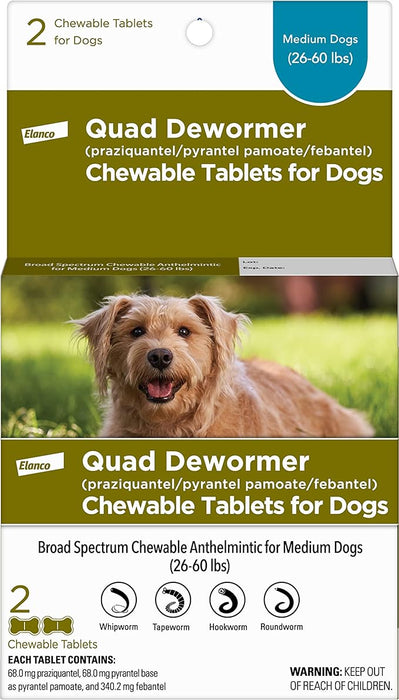 Quad Dewormer Chewable Tablets for Dogs - Jeffers - Animal Health & Wellness > Medicine