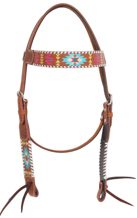 Rafter T Painted Aztec Browband Headstall - Jeffers - Horse Supplies > Horse Tack > Bridles & Headstalls