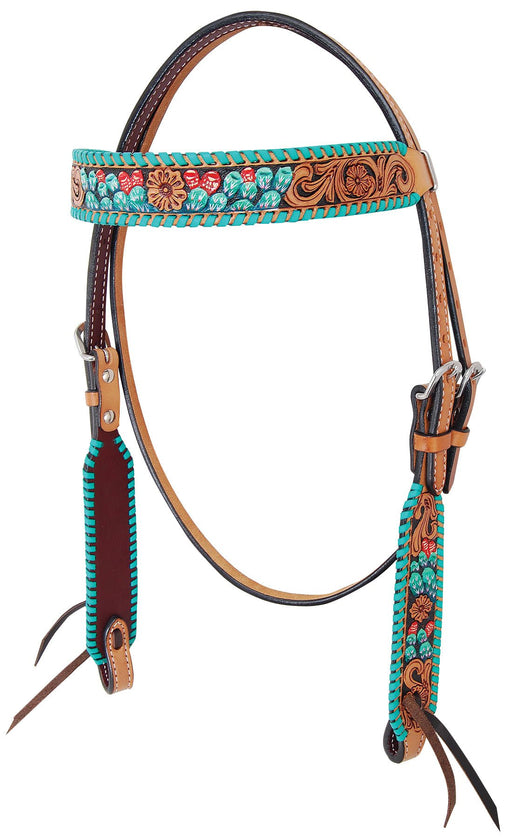 Rafter T Painted Cactus Browband Headstall - Jeffers - Horse Supplies > Horse Tack > Bridles & Headstalls