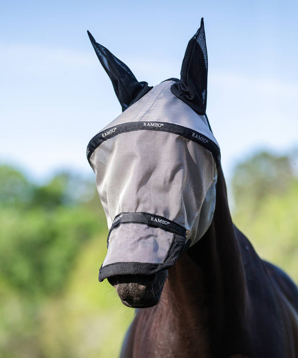 Rambo Plus Fly Mask, Oatmeal/Black - Jeffers - Horse Supplies > Horse Fly Masks