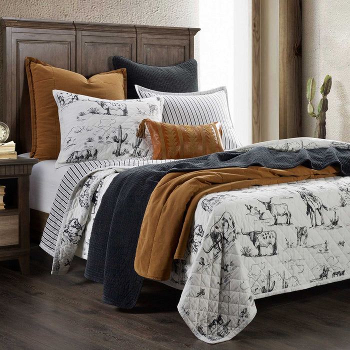 Ranch Life Western Toile Reversible Quilt Set - Jeffers - Home Goods & Gifts > Blankets, Throws