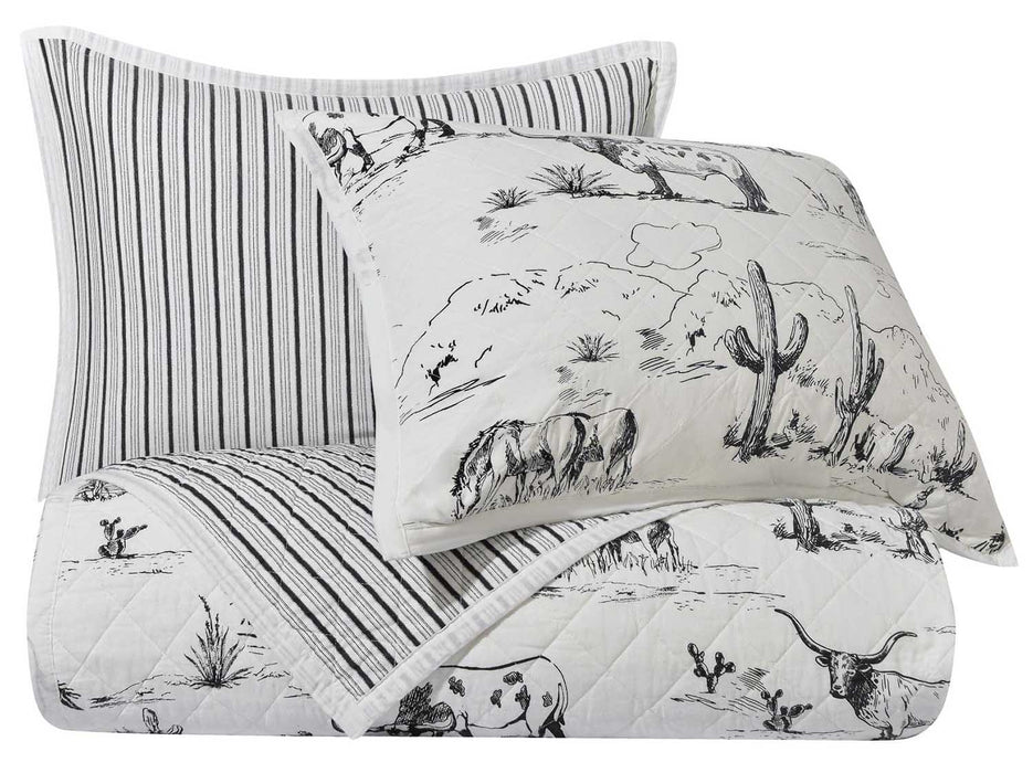 Ranch Life Western Toile Reversible Quilt Set - Jeffers - Home Goods & Gifts > Blankets, Throws