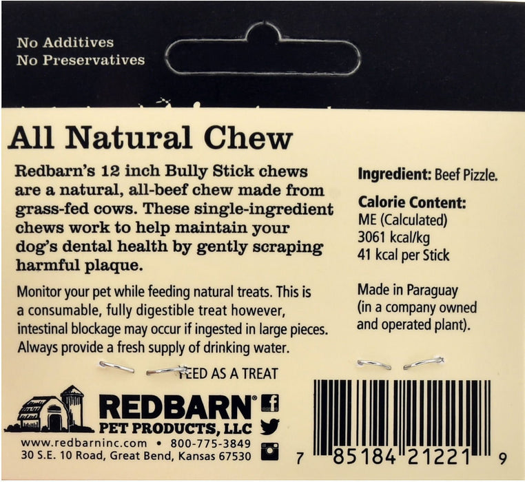 Redbarn Low Odor 12' Bully Sticks - Jeffers - Dog Supplies > Dog Treats > Bully Sticks