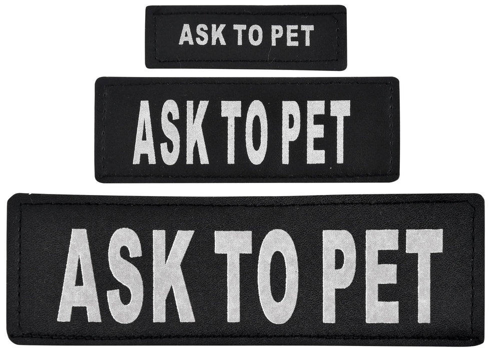 Reflective 'Ask To Pet' Patches, Set of 2 - Jeffers - Dog Supplies > Dog Apparel > Service Dog Supplies