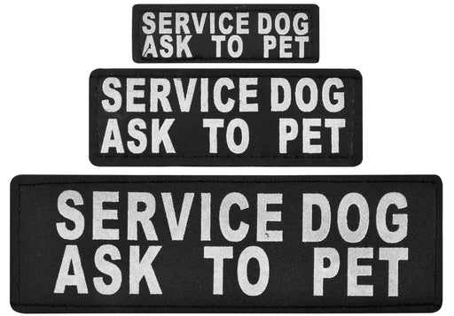 Reflective 'Service Dog Ask To Pet' Patches, Set of 2 - Jeffers - Dog Supplies > Dog Apparel > Service Dog Supplies