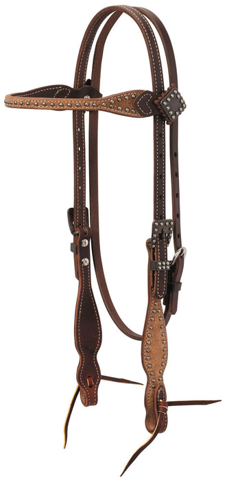 Rough Out Oiled Canyon Rose Browband Headstall - Jeffers - Horse Supplies > Horse Tack > Bridles & Headstalls