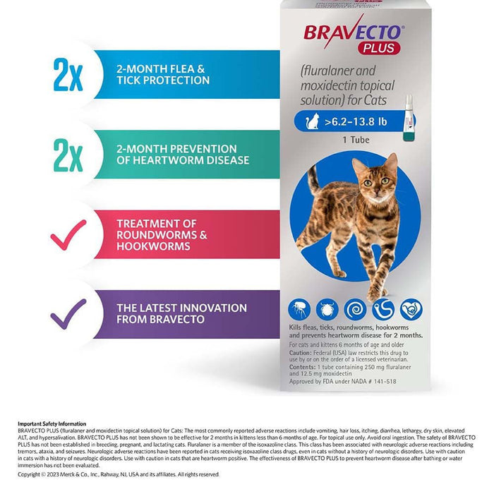 Rx BRAVECTO Plus Topical Cat - Jeffers - Animal Health & Wellness > Flea & Tick Control