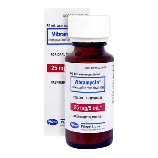 Rx Vibramycin (doxycycline) Oral Suspension, 25mg/5mL, 60mL - Jeffers - Animal Health & Wellness > Medicine