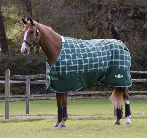 Saxon Defiant 1200D Standard Neck Horse Turnout, Medium, Hunter Green Plaid - Jeffers - Horse Supplies > Horse Blankets & Sheets