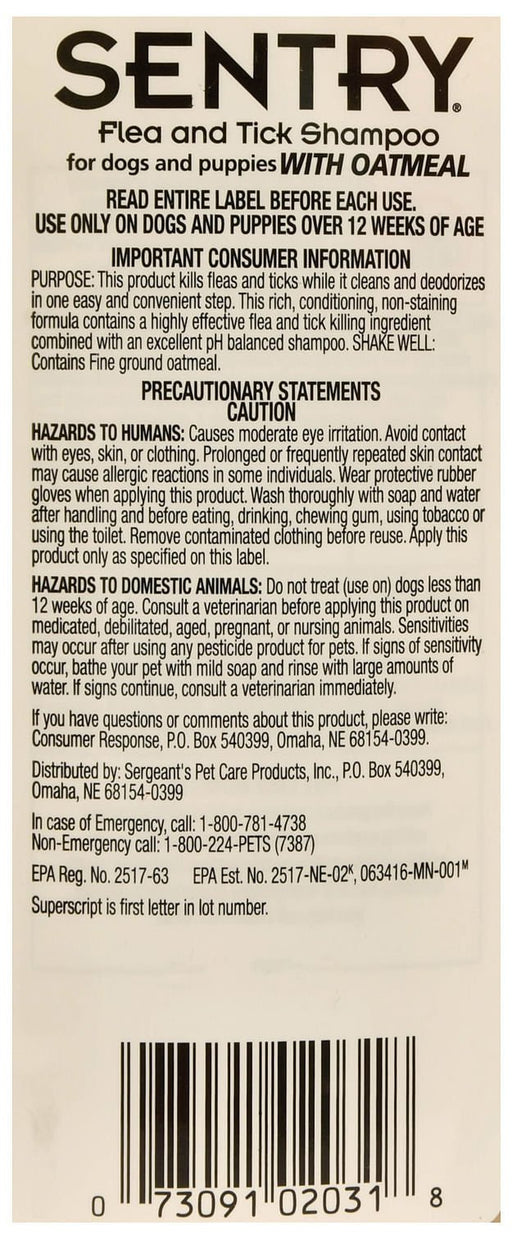 Sentry Flea & Tick Shampoo for Dogs & Puppies (64 oz) - Jeffers - Animal Health & Wellness > Flea & Tick Control