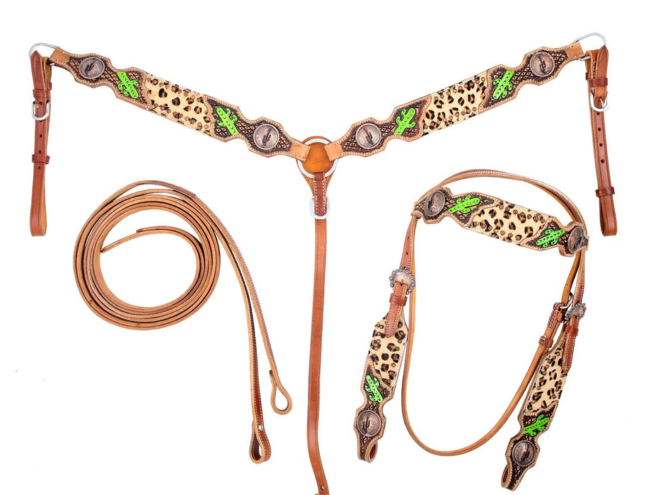 Showman Cactus & Cheetah Tack Set - Jeffers - Horse Supplies > Horse Tack > Tack Sets