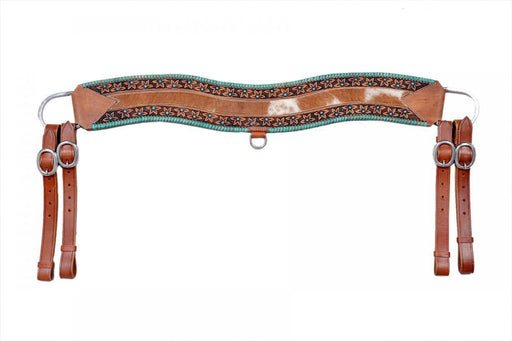 Showman Floral Tooled & Cowhide Tripping Collar - Jeffers - Horse Supplies > Horse Tack > Breast Collars