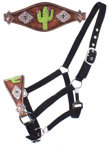 Showman Navajo Cactus Bronc Halter - Jeffers - Horse Supplies > Horse Tack > Horse Halters