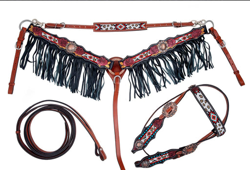 Showman Southwest & Cheetah Tack Set - Jeffers - Horse Supplies > Horse Tack > Tack Sets