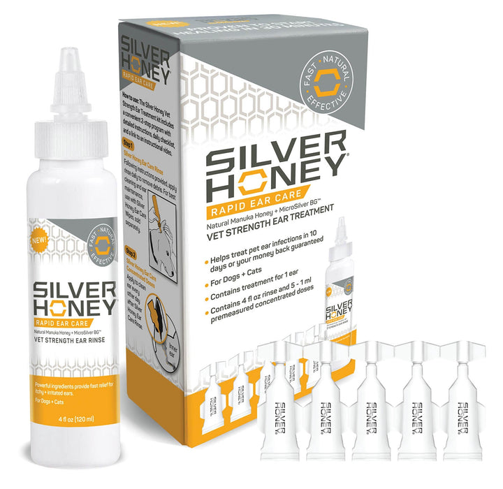 Silver Honey Rapid Ear Care Vet Strength Ear Treatment Rinse + Concentrated Doses - Jeffers - Animal Health & Wellness > Ear Care