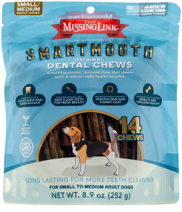 Smartmouth 7 - in - 1 Dental Chews for Dogs, S/M, 14 ct - Jeffers - Dog Supplies > Dog Treats > Chews