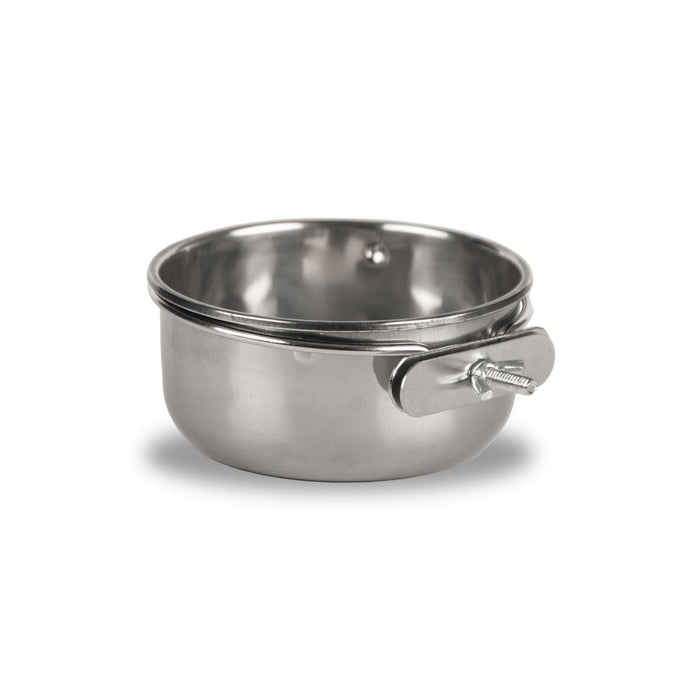 Stainless Steel Coop Cup with Clamp - Jeffers - Animal & Pet Supplies > Pet Bowls, Feeders & Waterers