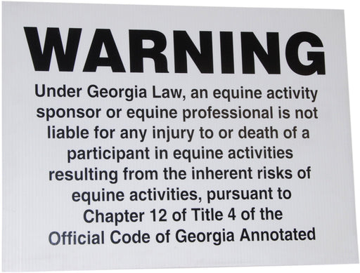 State Equine Liability Signs - Alabama / Florida / Georgia - Jeffers - Farm & Ranch Supplies > Fencing & Barriers