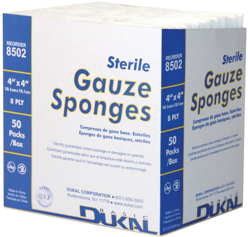 Sterile 8 ply 4' x 4' Gauze Sponges, box of 50 - Jeffers - Animal Health & Wellness > Medical Supplies