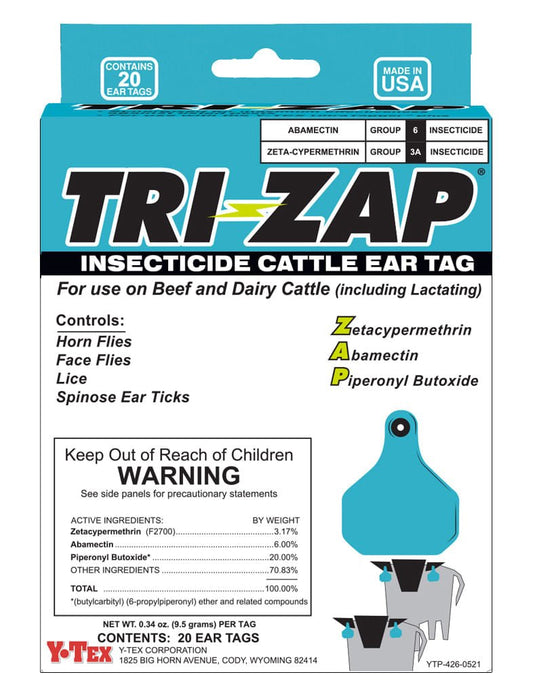 TRI - ZAP Insecticide Cattle Ear Tag, 20 pack - Jeffers - Animal Health & Wellness > Fly & Insect Control