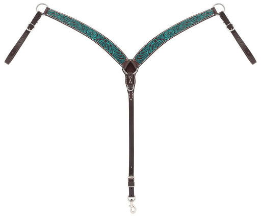 Turquoise Cross Carved Flower Breast Collar - Jeffers - Horse Supplies > Horse Tack > Breast Collars