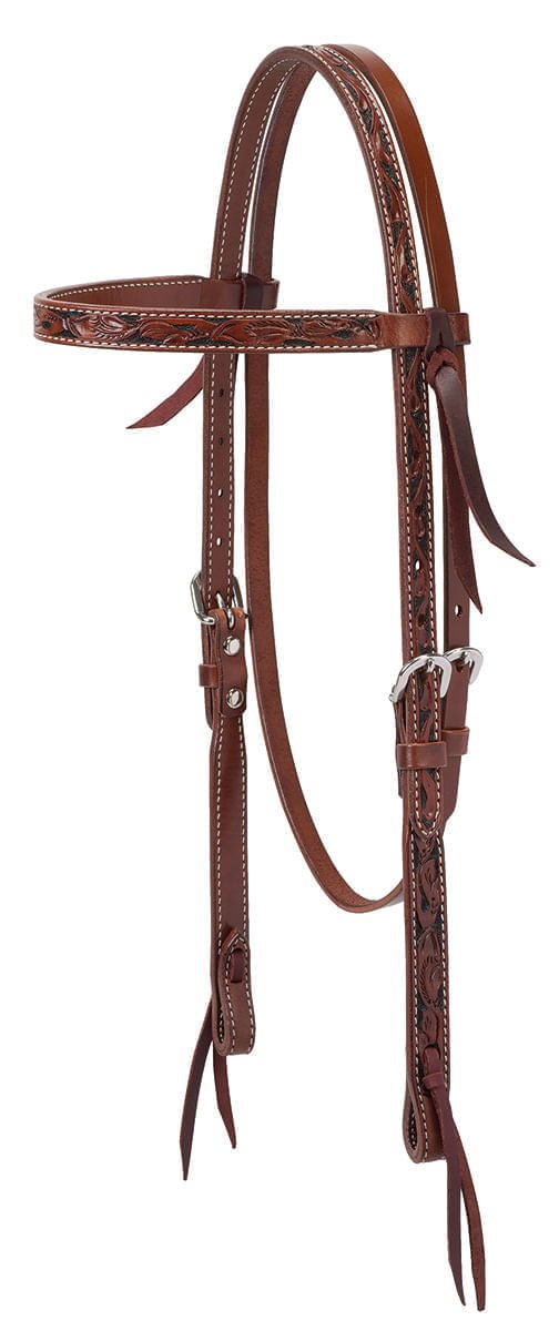 Turquoise Cross Floral Carved Browband Headstall - Jeffers - Horse Supplies > Horse Tack > Bridles & Headstalls