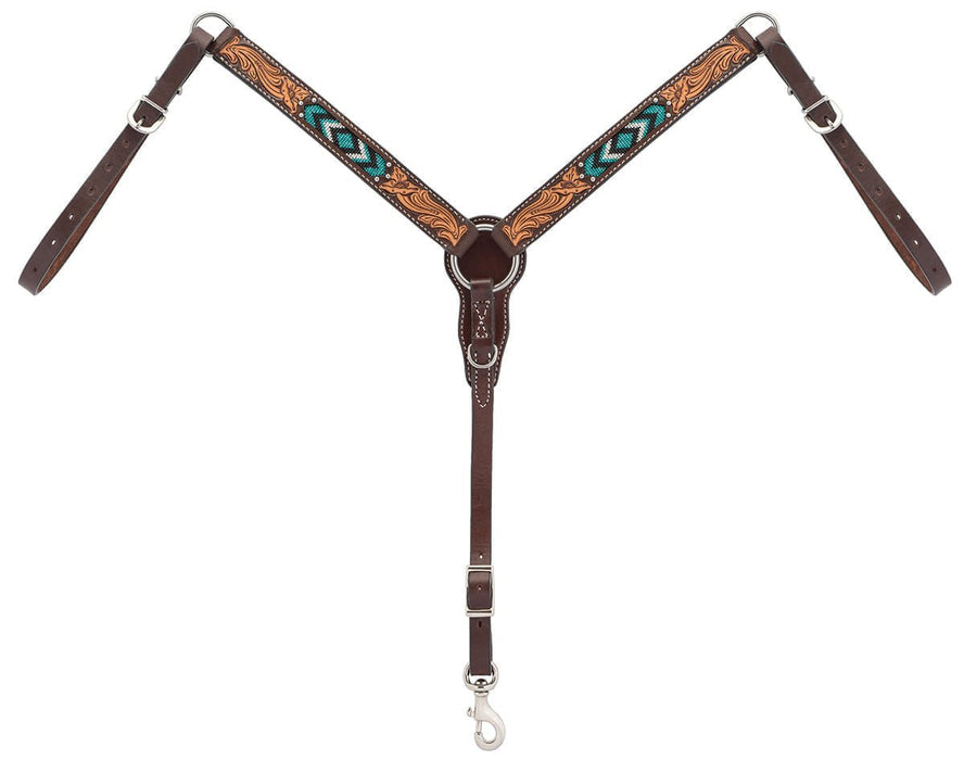 Turquoise Cross Two Toned Pony Breast Collar - Jeffers - Horse Supplies > Horse Tack > Breast Collars