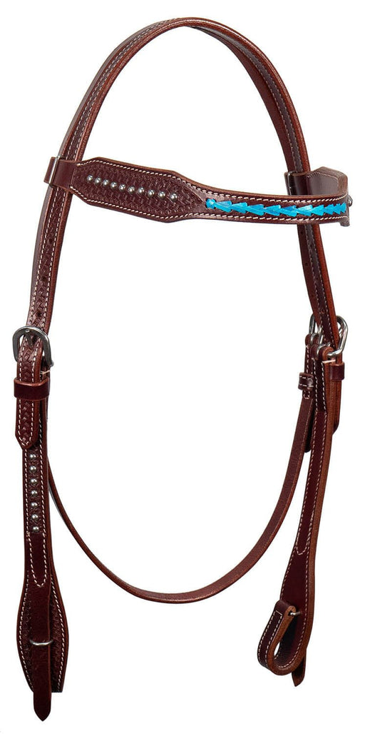 Turquoise Laced Browband Headstall - Jeffers - Horse Supplies > Horse Tack > Bridles & Headstalls