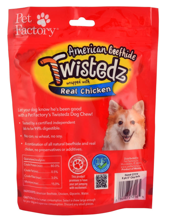 Twistedz 5' Beefhide Chip Rolls Wrapped with Real Meat, 8 - pk - Jeffers - Dog Supplies > Dog Treats