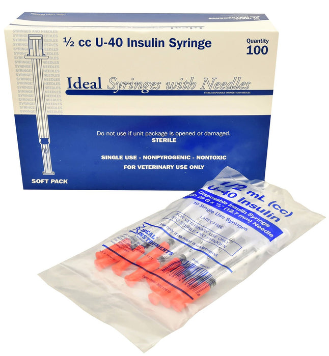 U - 40 Syringes w/ 29G x 1/2' Needles, Box of 100 - Jeffers - Animal Health & Wellness > Medical Supplies