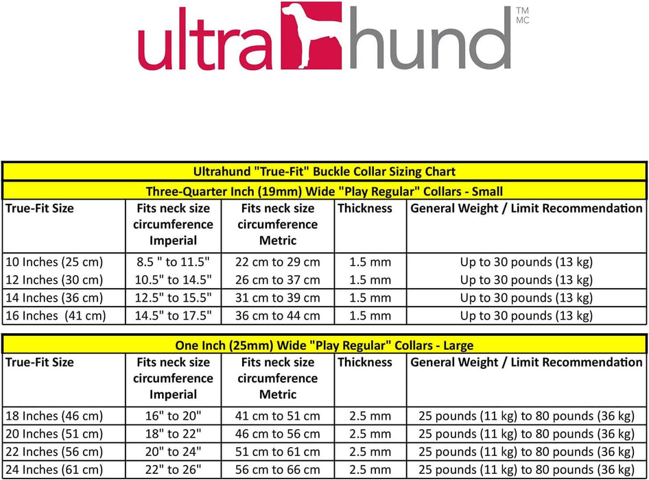 Ultrahund Play Regular Dog Collar 1' Wide, Fits 22' to 26' (Red) - Jeffers - Dog Supplies > Dog Apparel > Dog Collars, Harnesses, & Leashes