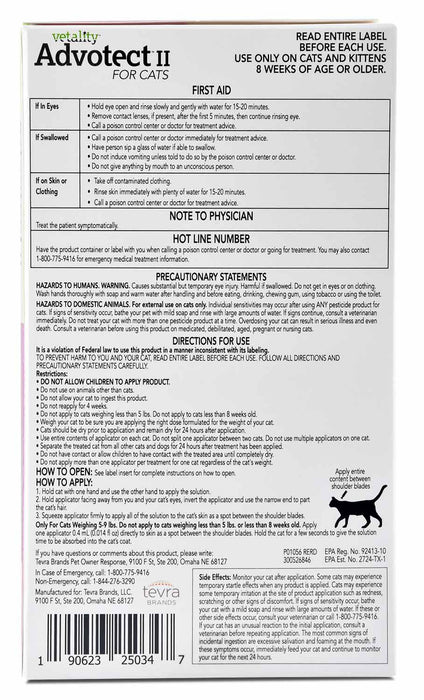 Vetality Advotect II for Cats, 6 pack - Jeffers - Animal Health & Wellness > Flea & Tick Control