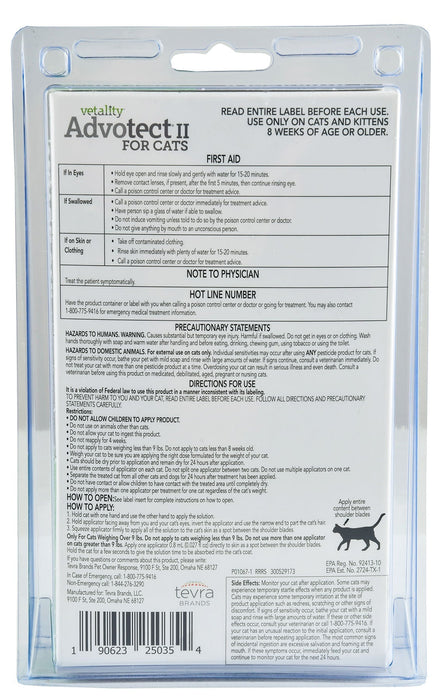 Vetality Advotect II for Cats, 6 pack - Jeffers - Animal Health & Wellness > Flea & Tick Control