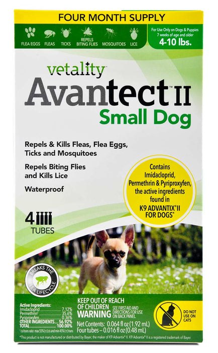 Vetality Avantect II Flea & Tick Topical for Dogs, 4 - pack - Jeffers - Animal Health & Wellness > Flea & Tick Control