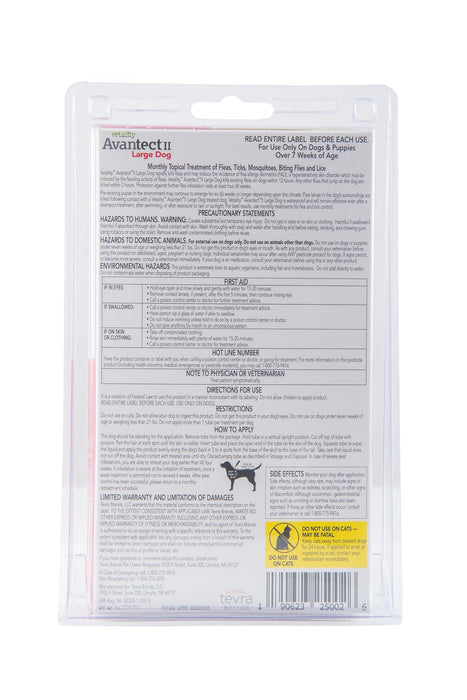 Vetality Avantect II Flea & Tick Topical for Dogs, 4 - pack - Jeffers - Animal Health & Wellness > Flea & Tick Control