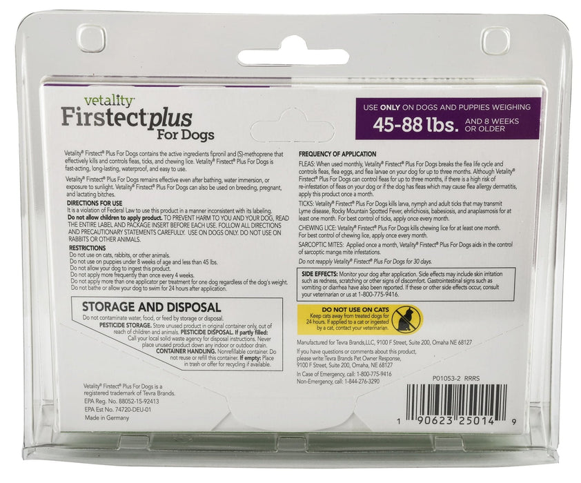 Vetality Firstect Plus for Dogs, 3 - pack - Jeffers - Animal Health & Wellness > Flea & Tick Control