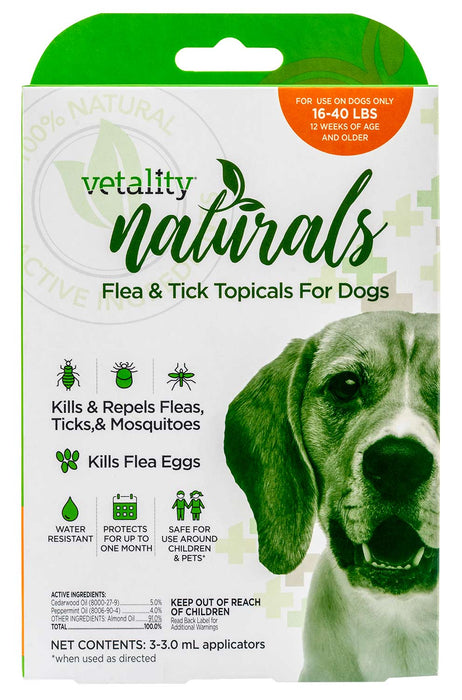 Vetality Naturals Flea & Tick Topicals for Dogs, 3 - pk - Jeffers - Animal Health & Wellness > Flea & Tick Control