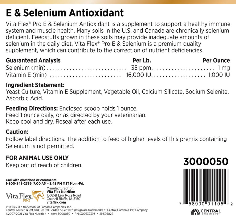 Vita Flex E and Selenium Supplement for Horses, Balanced Essential Antioxidants - Jeffers - Animal Health & Wellness > Vitamins & Supplements