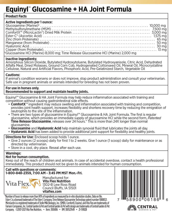 Vita Flex Equinyl Glucosamine Joint Formula with Hyaluronic Acid, 60 Day Supply - Jeffers - Animal Health & Wellness > Joint Health