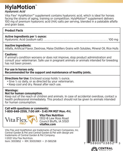 Vita Flex Hylamotion Hyaluronic Acid Joint Support Formula for Horses, 2.5 lbs - Jeffers - Animal Health & Wellness > Joint Health